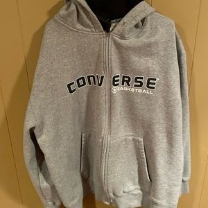 Converse basketball zip up hoodie grey